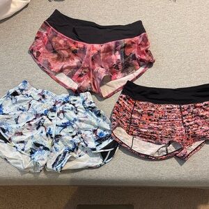 3 pairs lululemon running shorts